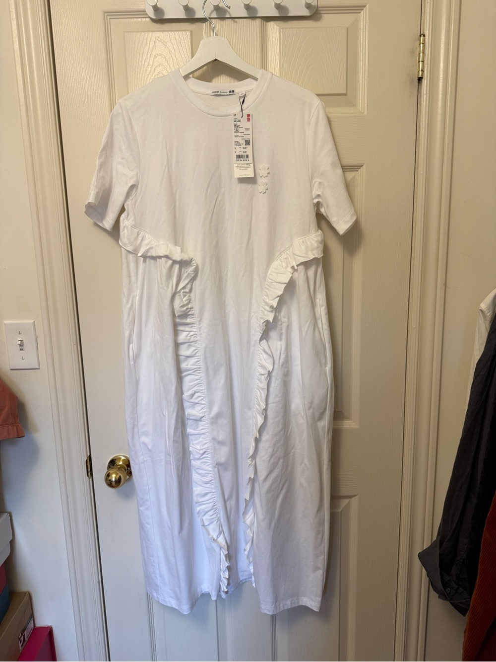 Uniqlo Cecilie Bahnsen White Ruffle-Trim Dress